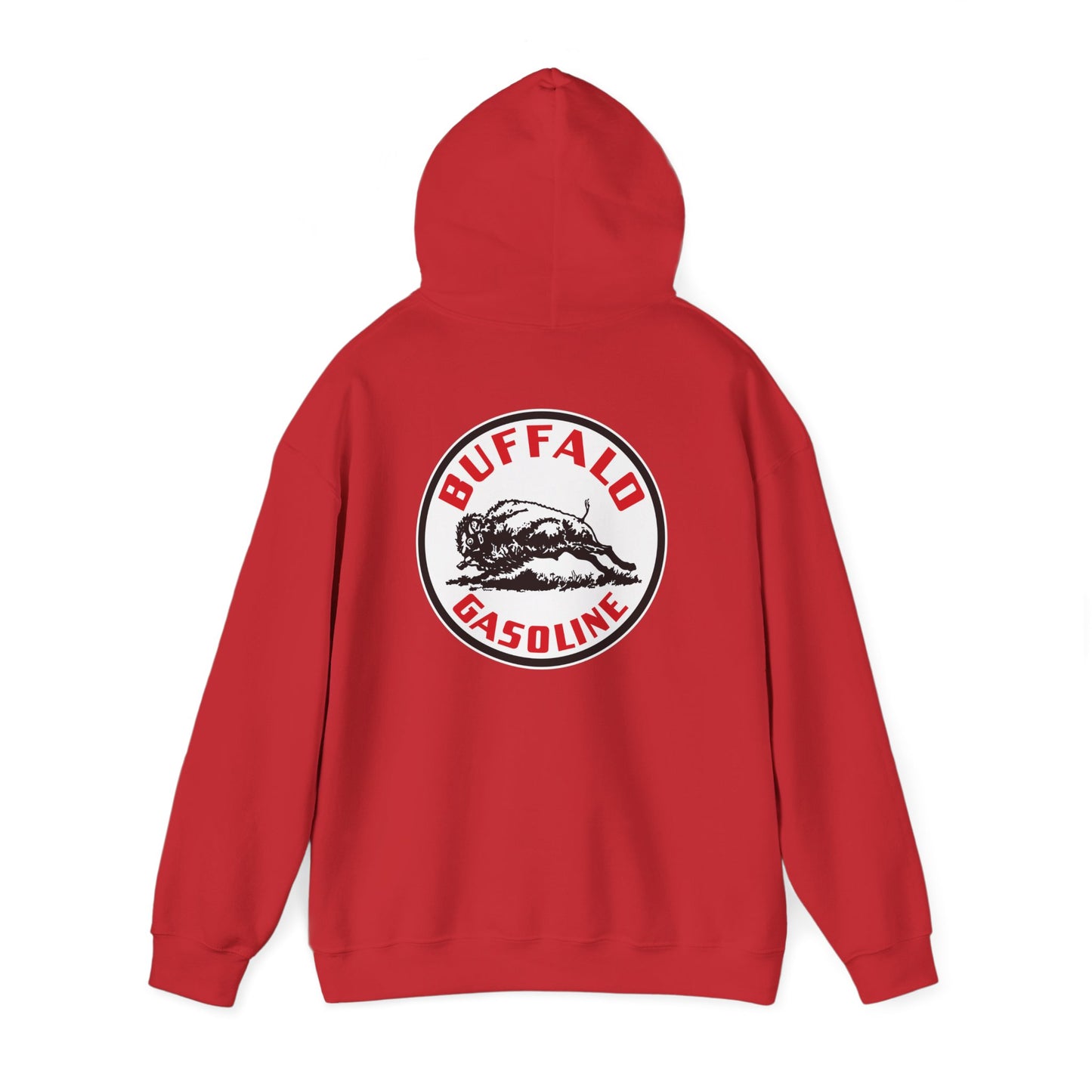 Buffalo Gasoline Retro Logo Hoodie — Vintage Bison Fuel Graphic Sweatshirt