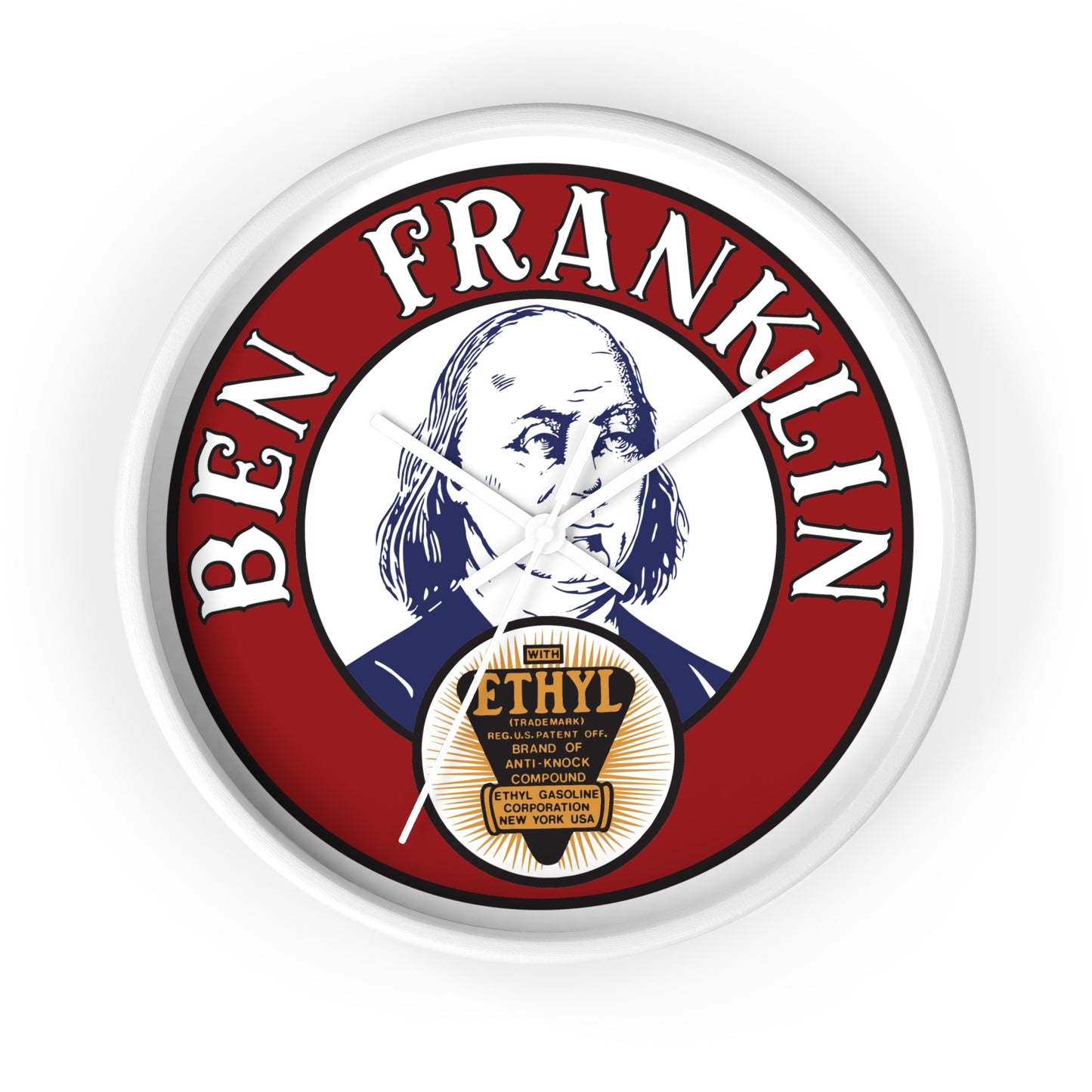 Ben Franklin Wall Clock – Vintage Patriotic Portrait Clock with Ethyl Seal
