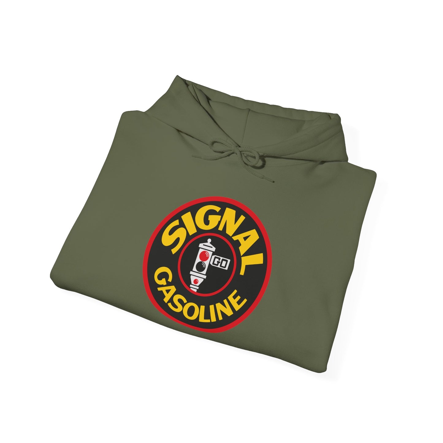 Signal Gasoline Hoodie — Vintage Traffic Signal Petroliana | The Faded Label Co.