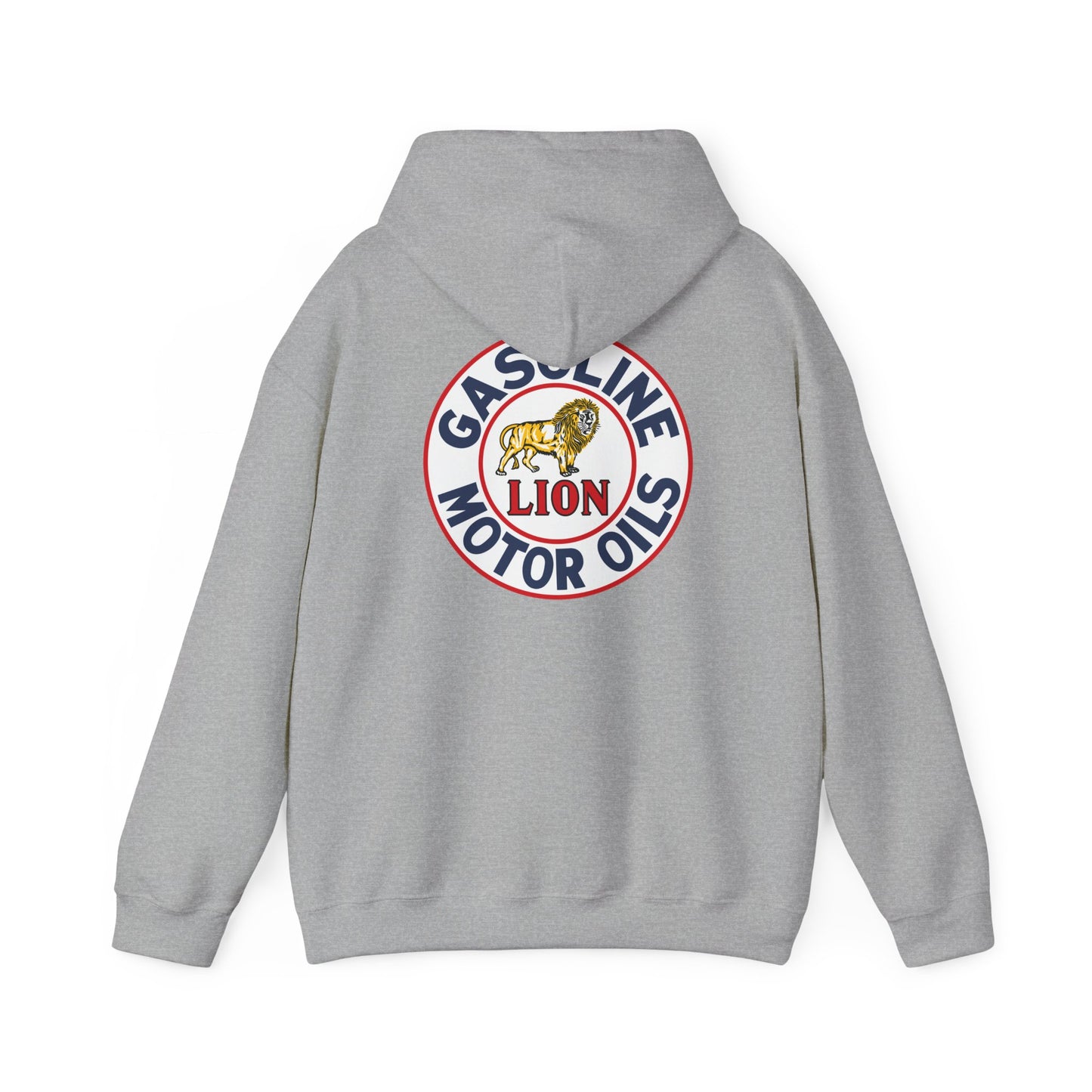 Gasoline Lion Motor Oils Hoodie — Vintage Racing Logo Pullover