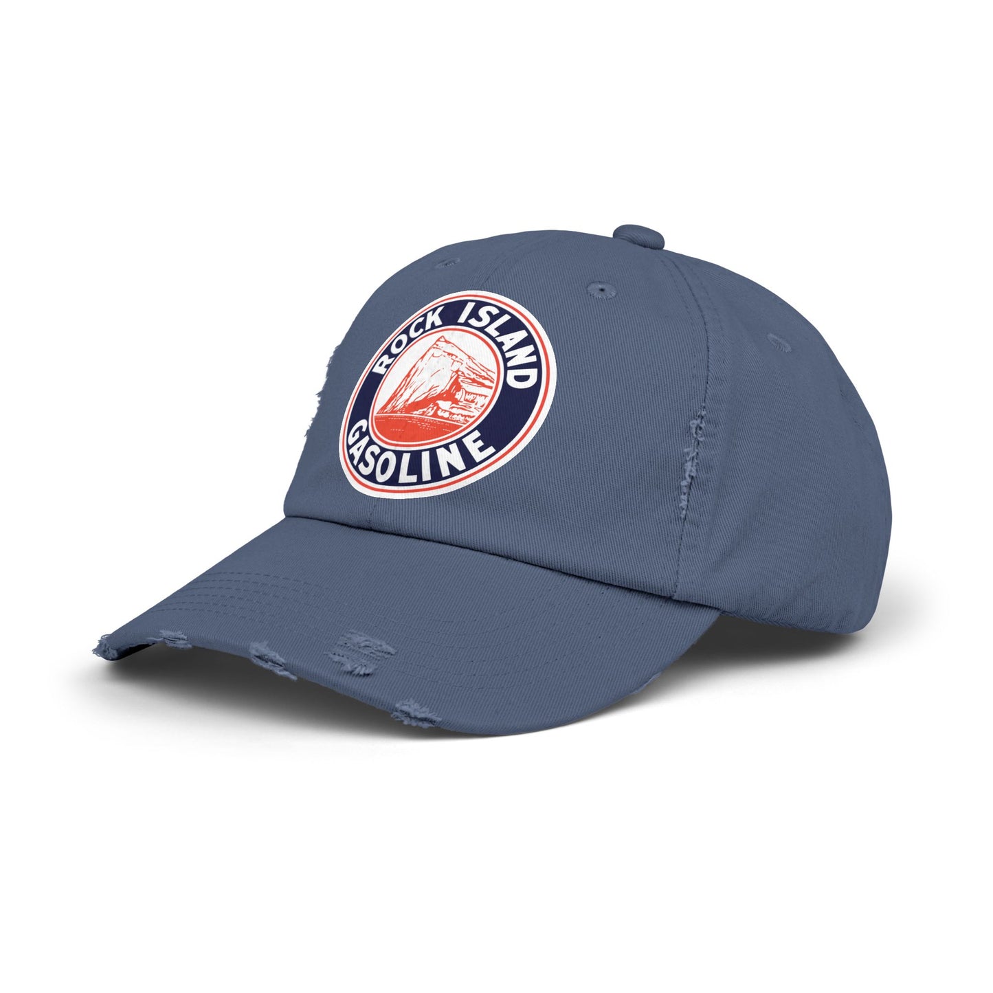 Rock Island Gasoline Distressed Cap — Vintage Petroliana Hat | The Faded Label Co.