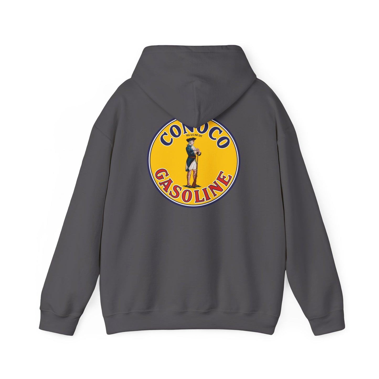Conoco minuteman Gasoline Vintage Logo Hoodie — Retro Petrol Brand Pullover