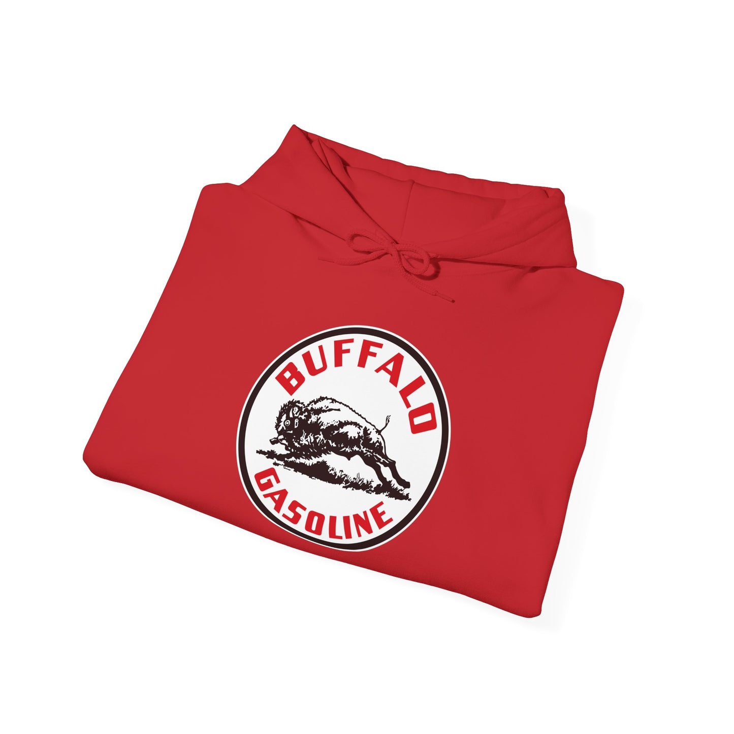Buffalo Gasoline Retro Logo Hoodie — Vintage Bison Fuel Graphic Sweatshirt