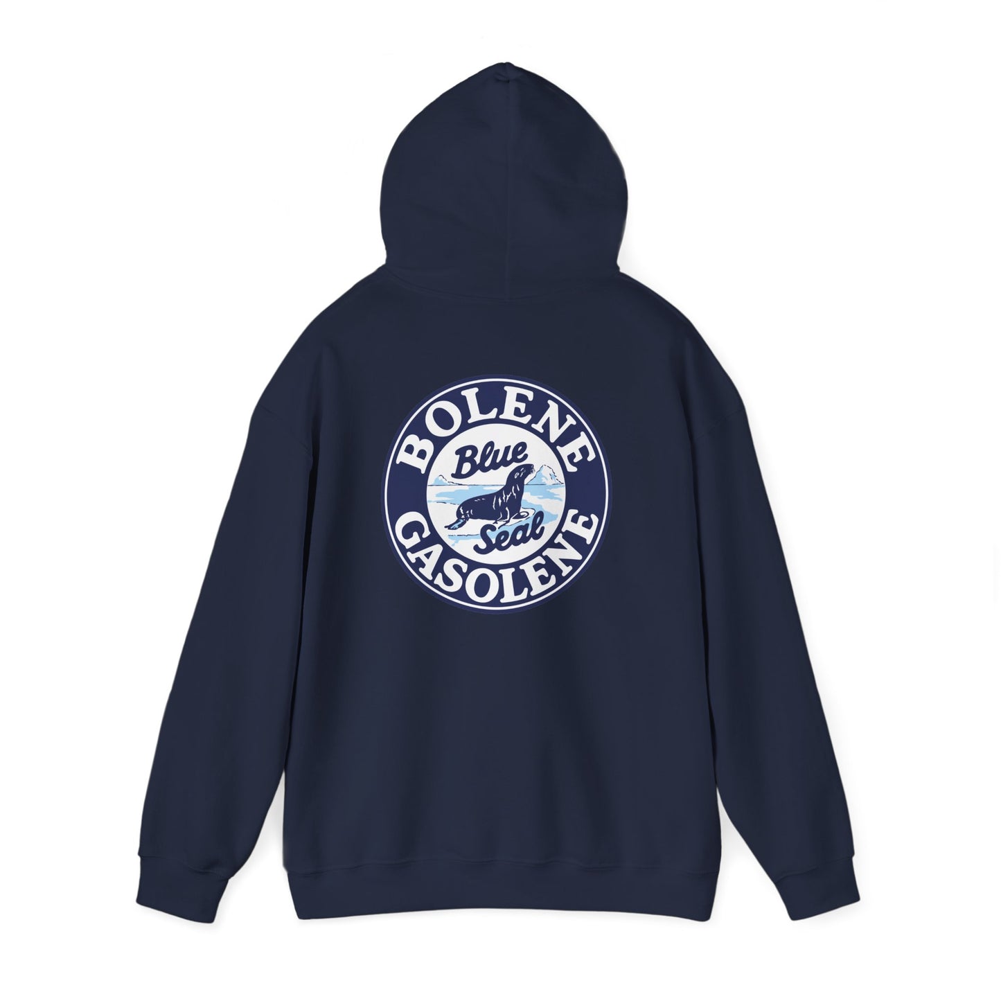 Bolene Blue Seal"Gasoline Hoodie - Vintage " Retro Logo Pullover