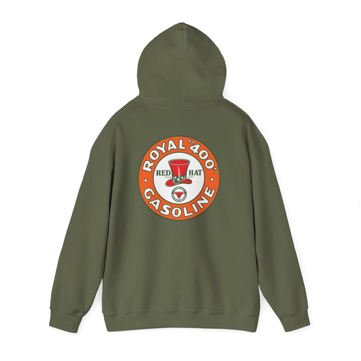 Royal 400 Red Hat Gasoline Hoodie — Vintage Petroliana | The Faded Label Co.