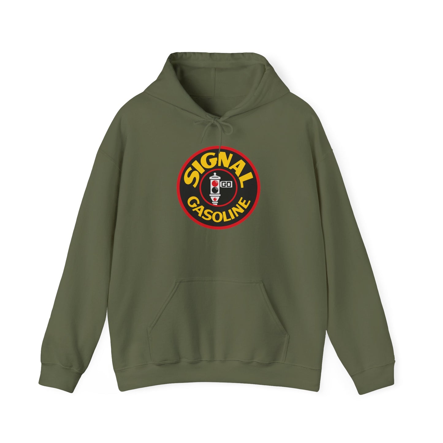 Signal Gasoline Hoodie — Vintage Traffic Signal Petroliana | The Faded Label Co.