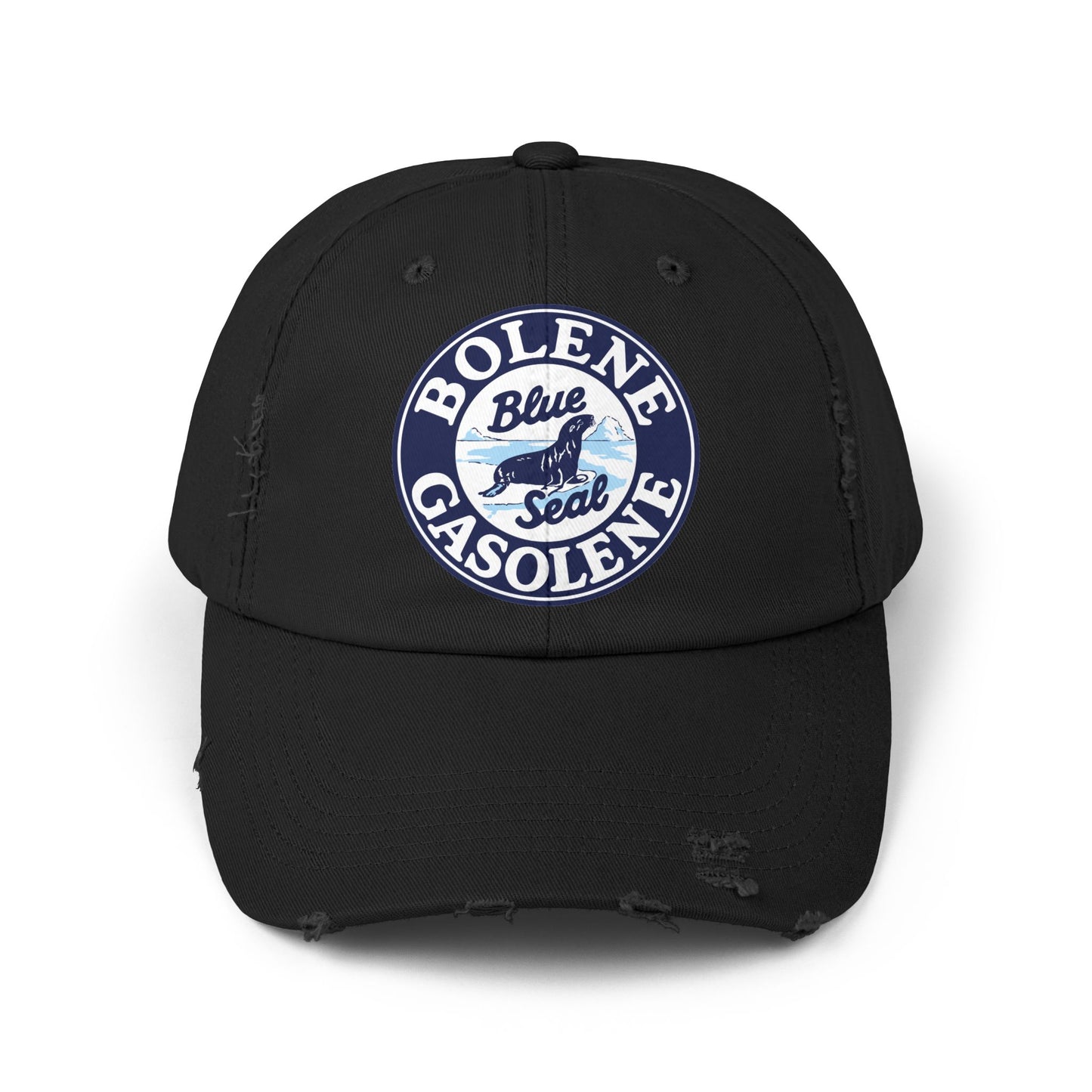 Bolene Blue Seal Gasolene distressed cap black — vintage petroliana hat — The Faded Label Co.