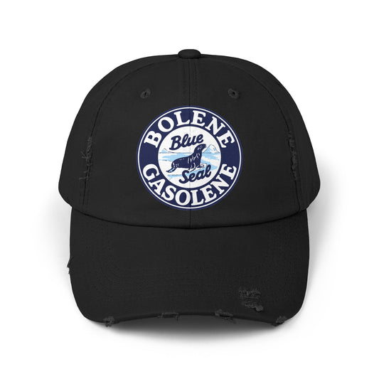 Bolene Blue Seal Gasolene distressed cap black — vintage petroliana hat — The Faded Label Co.