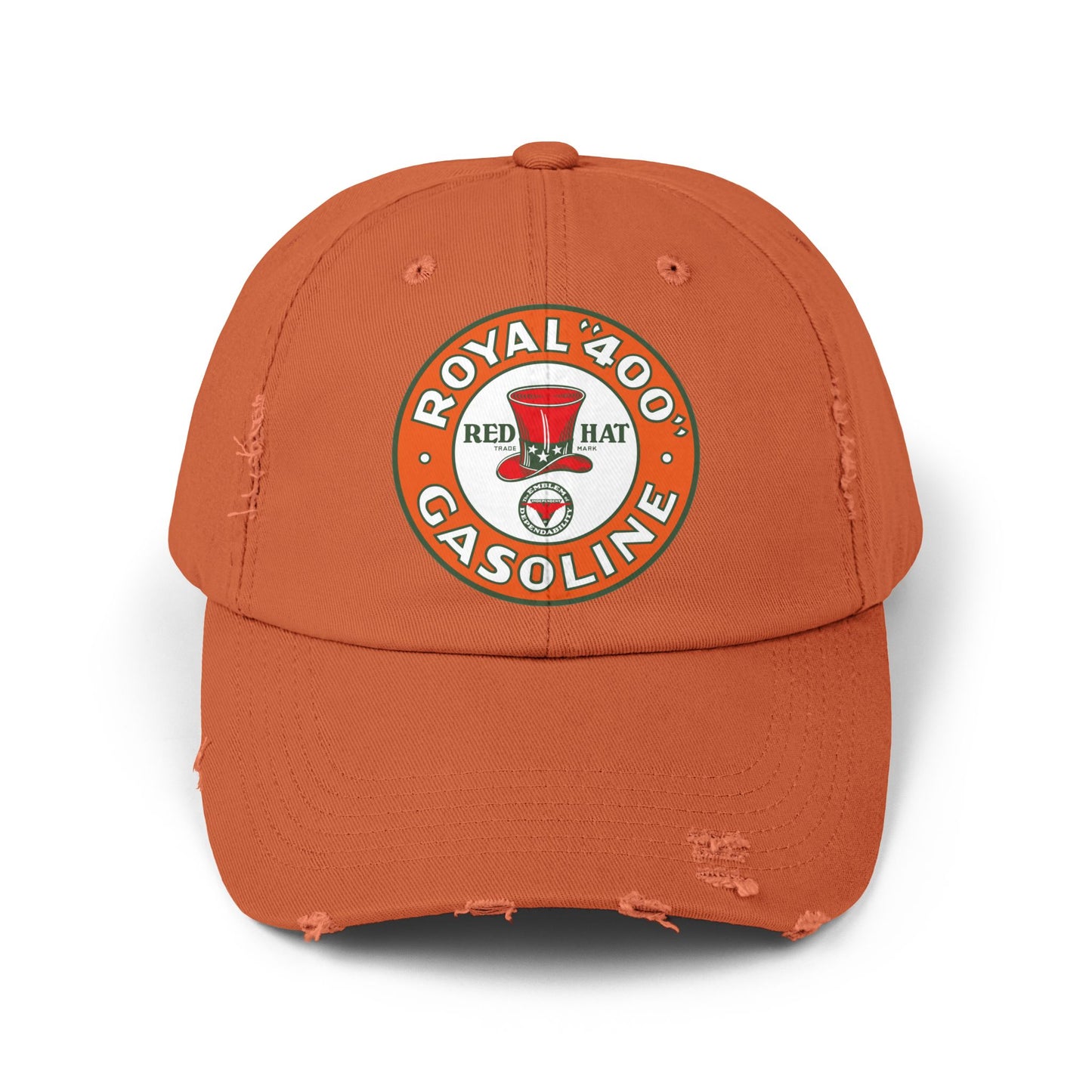Red Hat Royal 400 Gasoline Distressed Cap — Vintage Rare Petroliana Hat | The Faded Label Co.