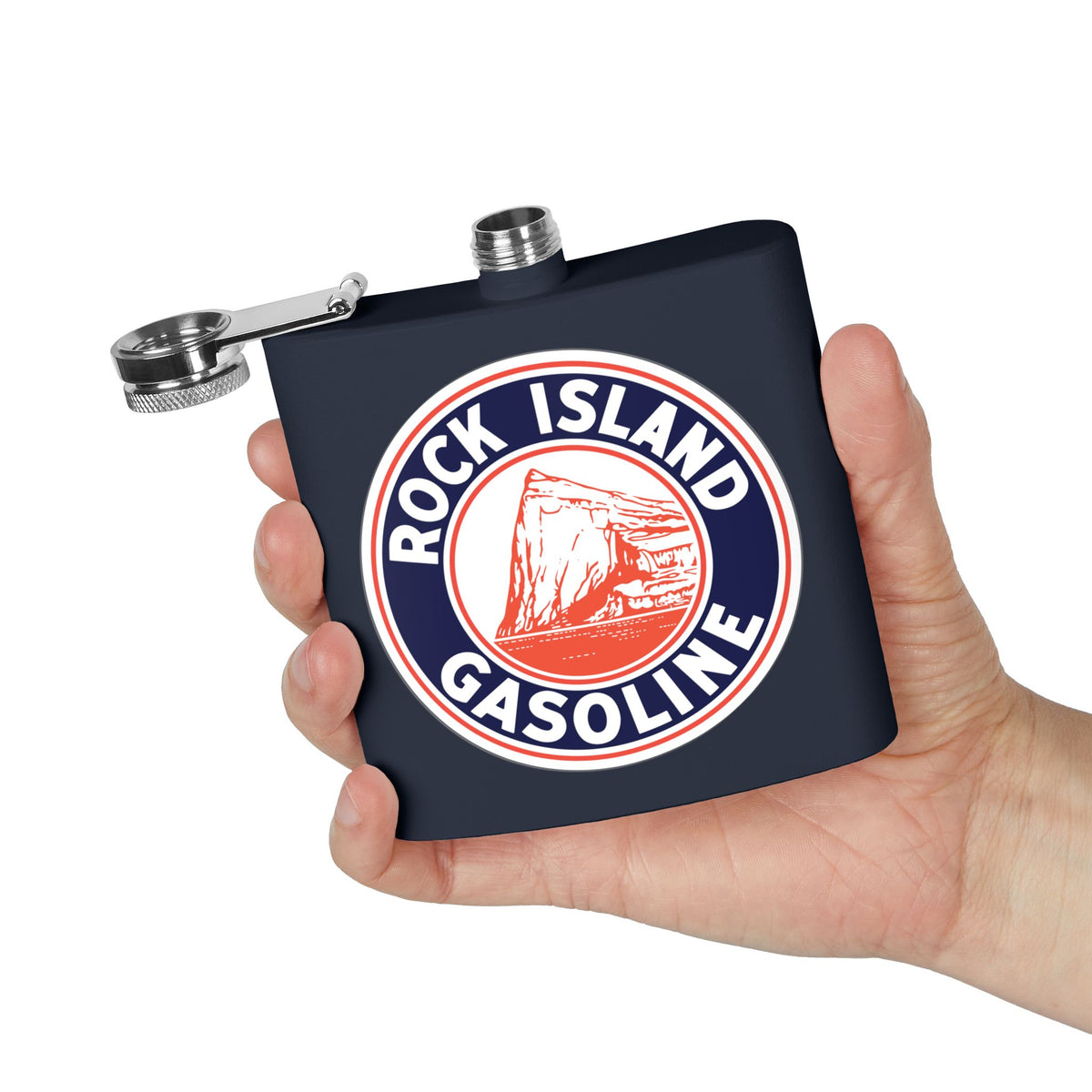 Rock Island Gasoline Flask — Vintage Petroliana Gift | The Faded Label Co.