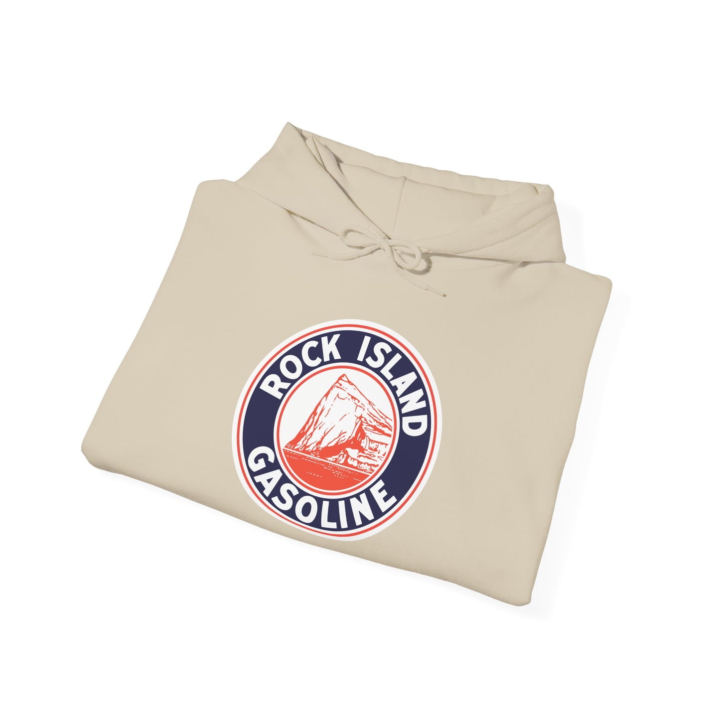 Rock Island Gasoline Hoodie — Vintage Gas Station Logo Pullover