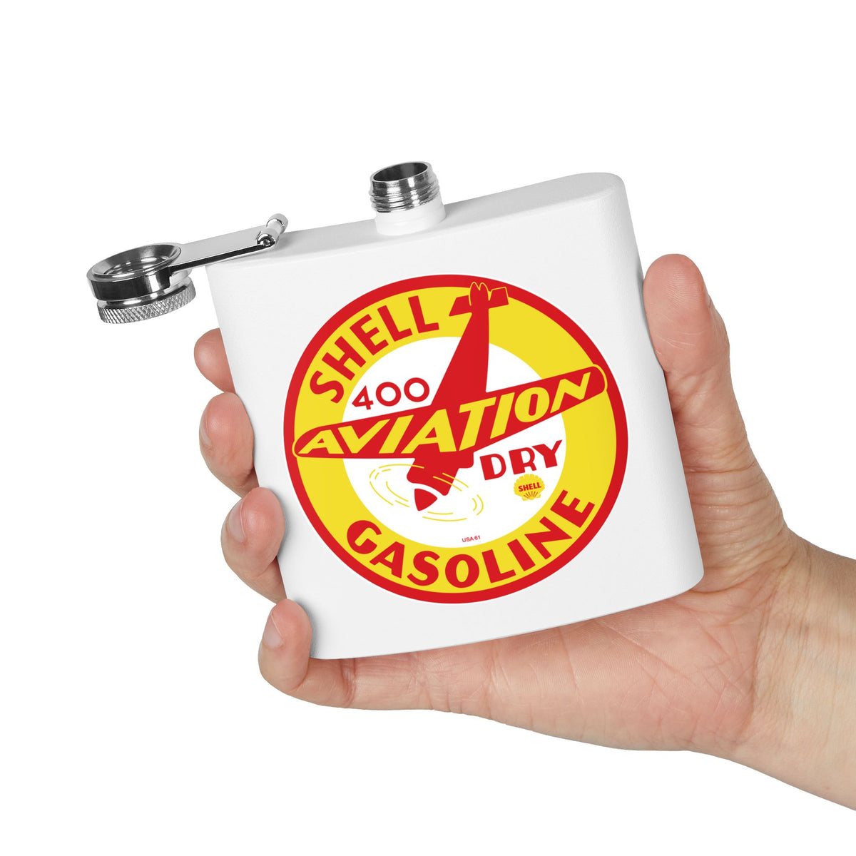 Shell Aviation 400 Flask — Vintage Aviation Petroliana Gift | The Faded Label Co.