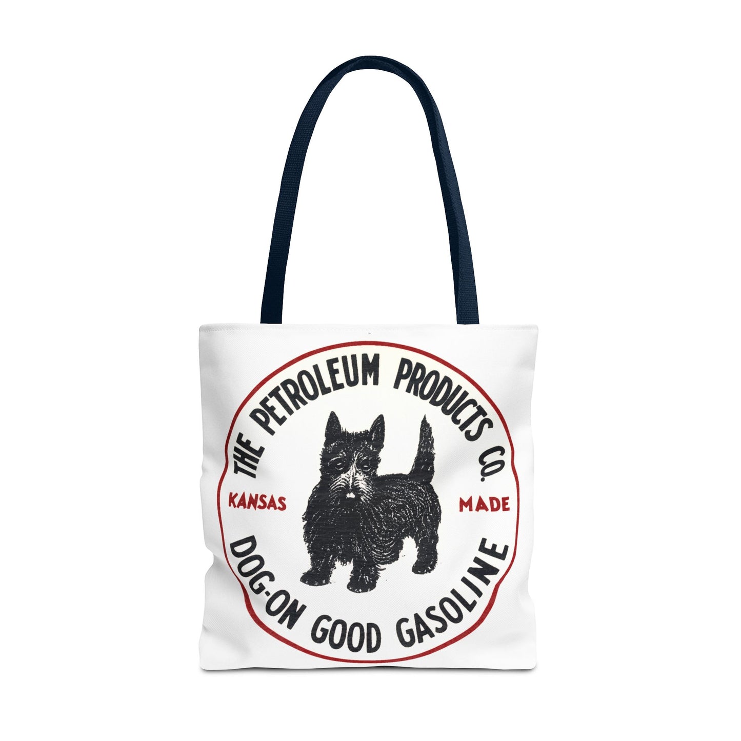 Dog-On Good Gasoline polyester tote bag beige — vintage Kansas petroliana — The Faded Label Co.
