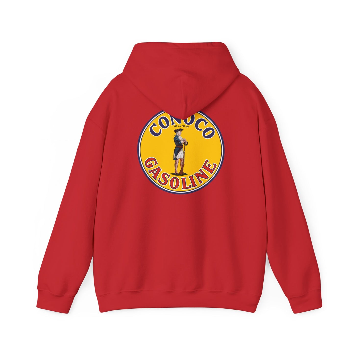 Conoco minuteman Gasoline Vintage Logo Hoodie — Retro Petrol Brand Pullover
