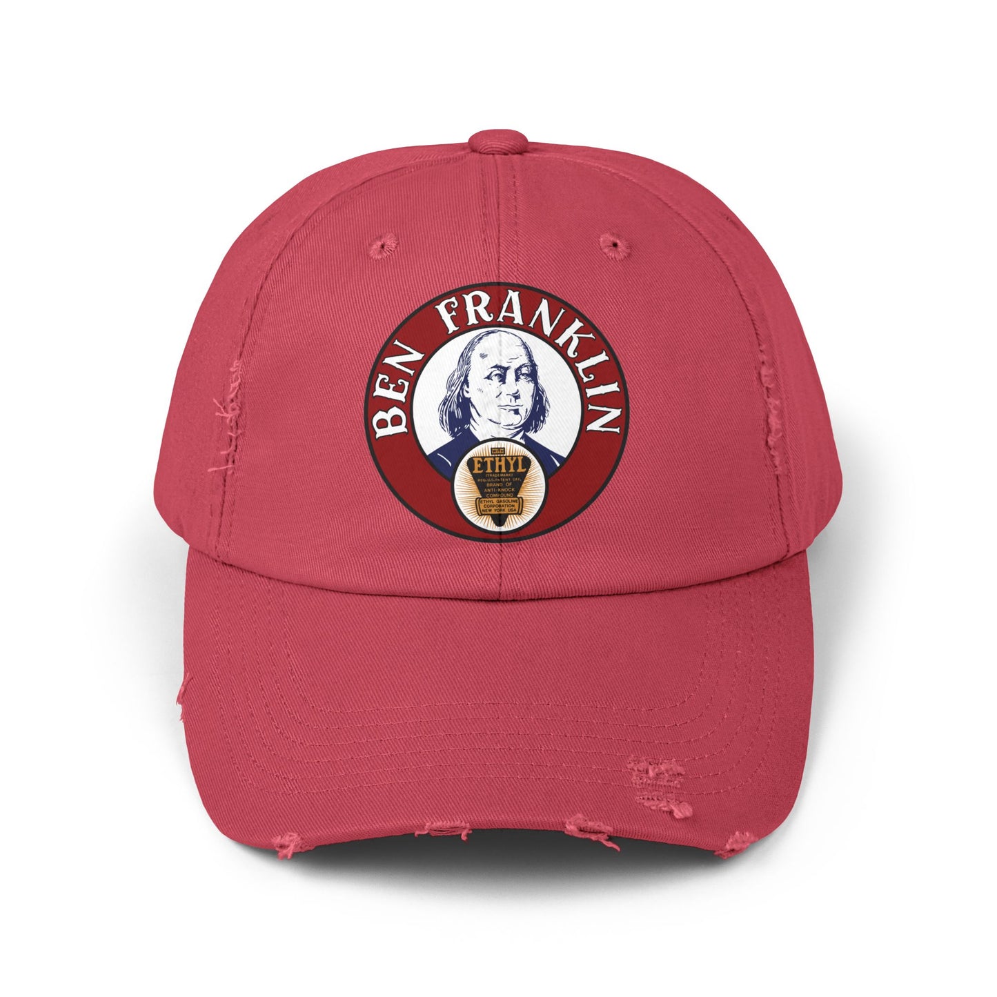 Ben Franklin Gasoline distressed cap scotland blue — vintage petroliana hat — The Faded Label Co.