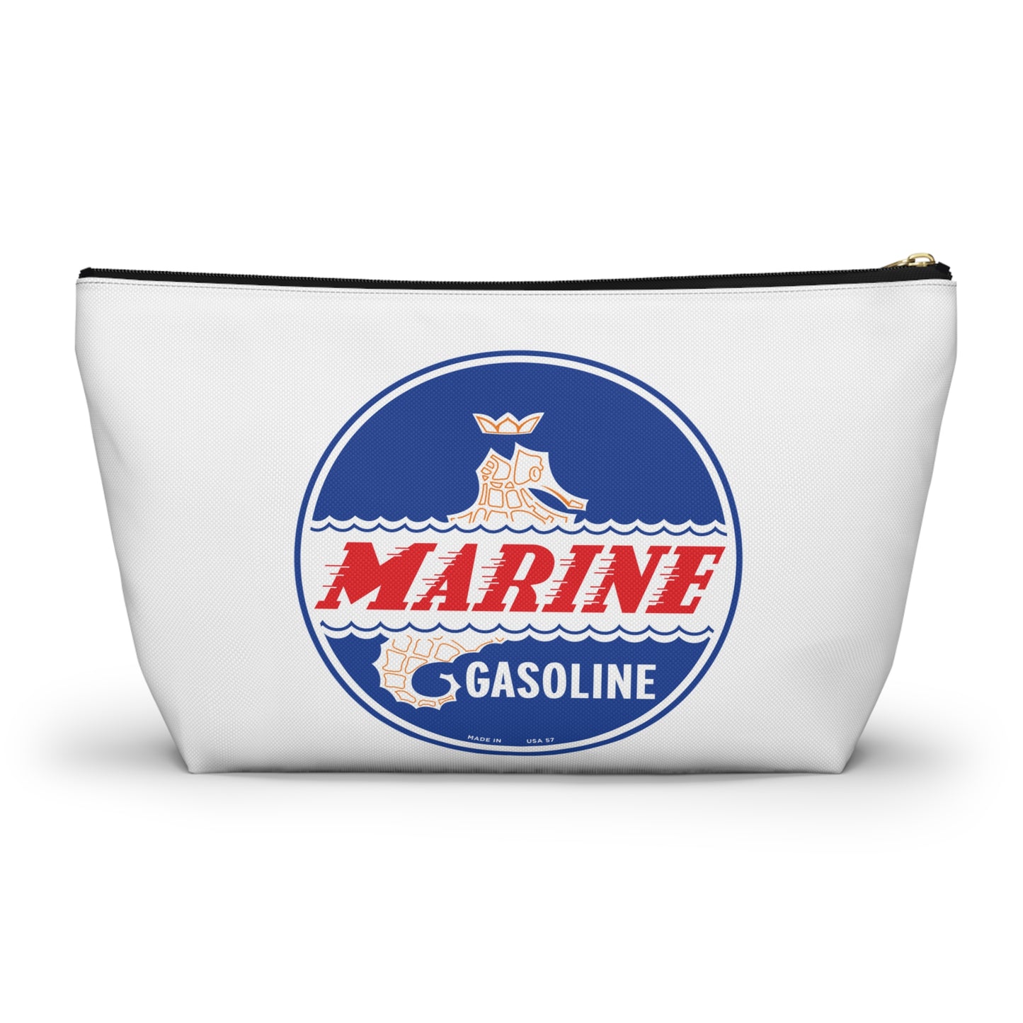 Marine Gasoline Accessory Pouch — Vintage Dockside Petroliana Gift | The Faded Label Co.