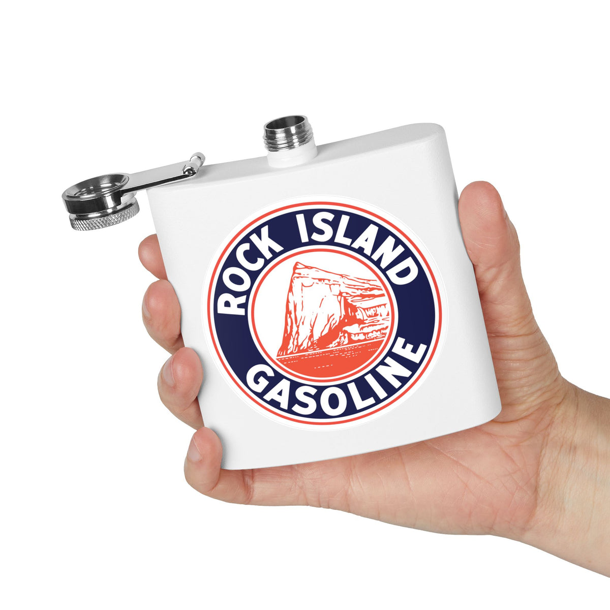 Rock Island Gasoline Flask — Vintage Petroliana Gift | The Faded Label Co.