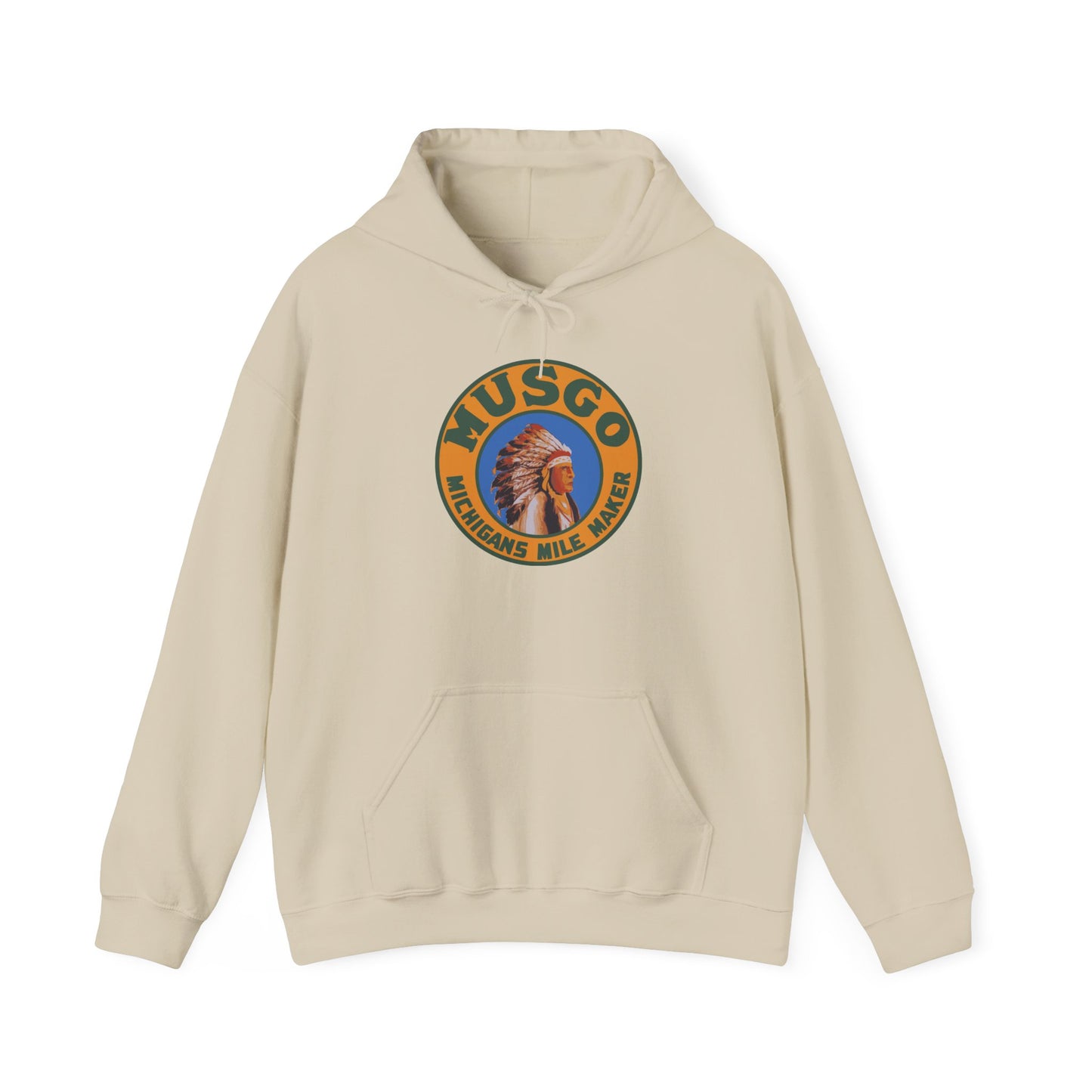 MUsgo Michigan’s Mile Maker Hoodie —Retro Native Chief Logo Sweatshirt