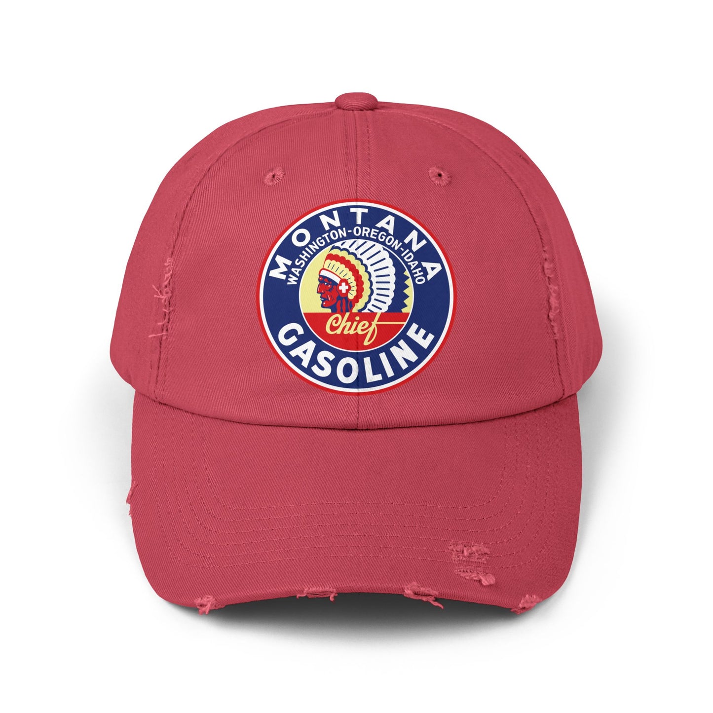 Montana Chief Gasoline Distressed Cap — Vintage Inland Empire Petroliana Hat | The Faded Label Co.