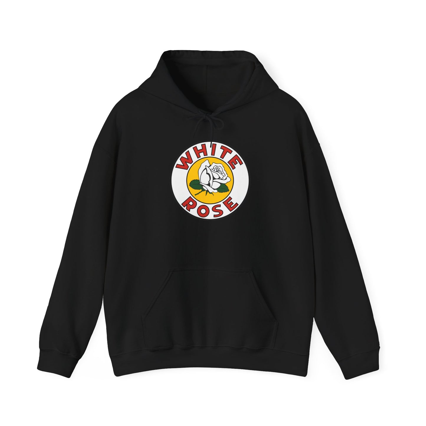 White Rose Logo Hoodie — Vintage Floral Graphic Pullover