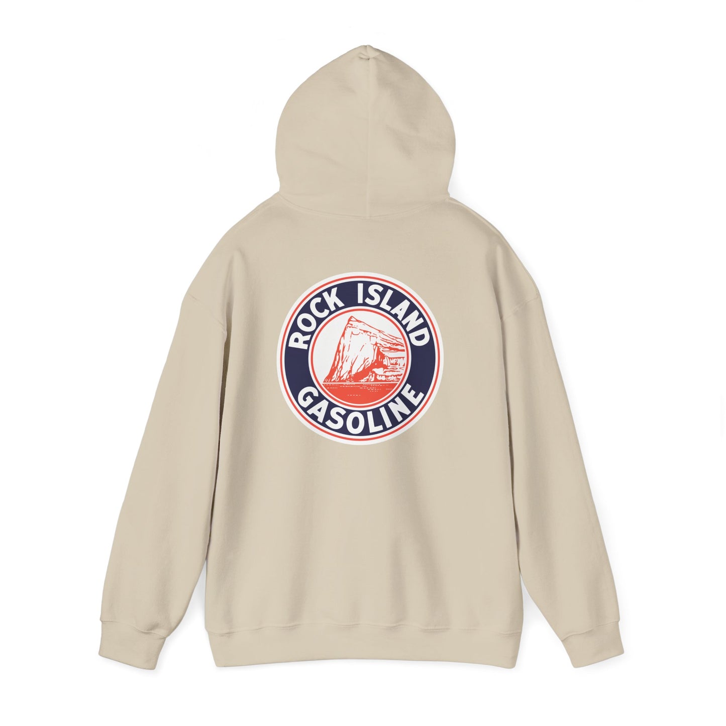 Rock Island Gasoline Hoodie — Vintage Gas Station Logo Pullover
