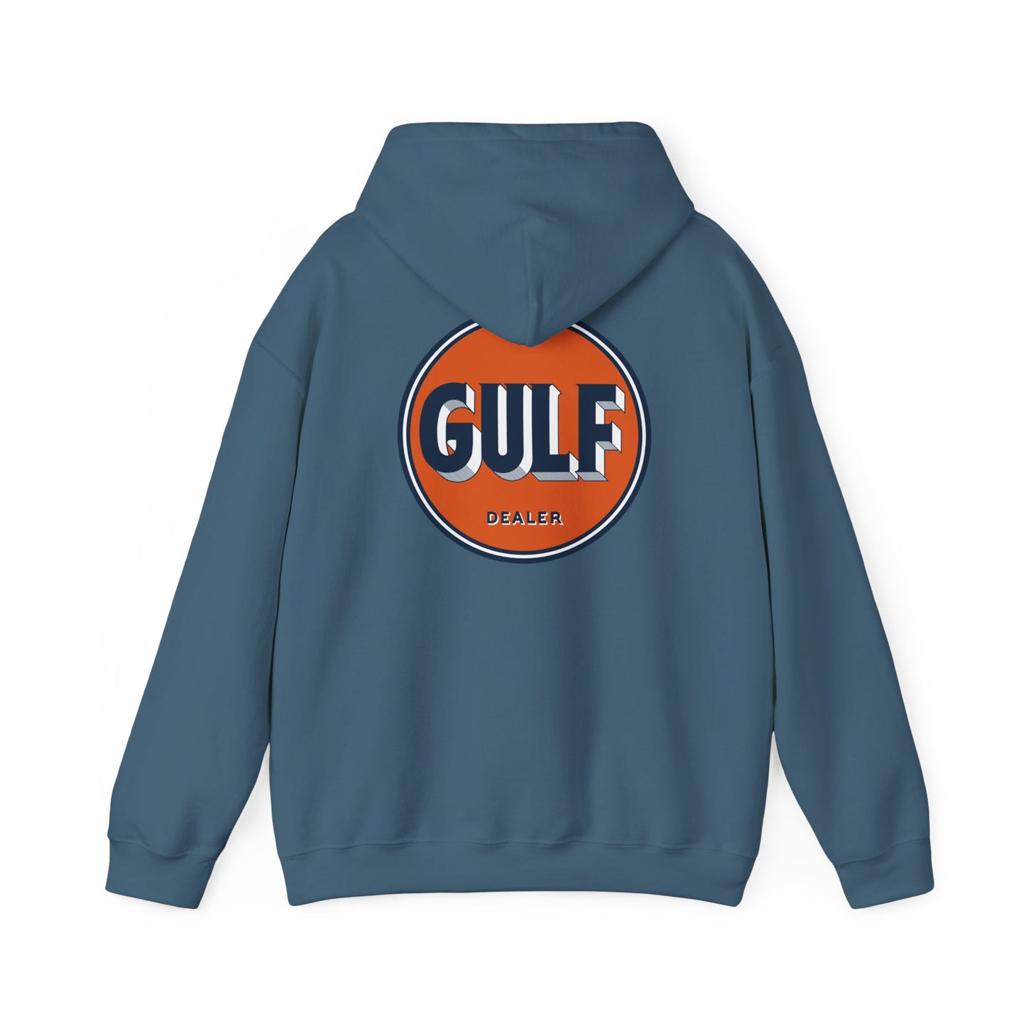 Gulf dealer Logo Hoodie — Vintage Orange Gas Station Crewneck