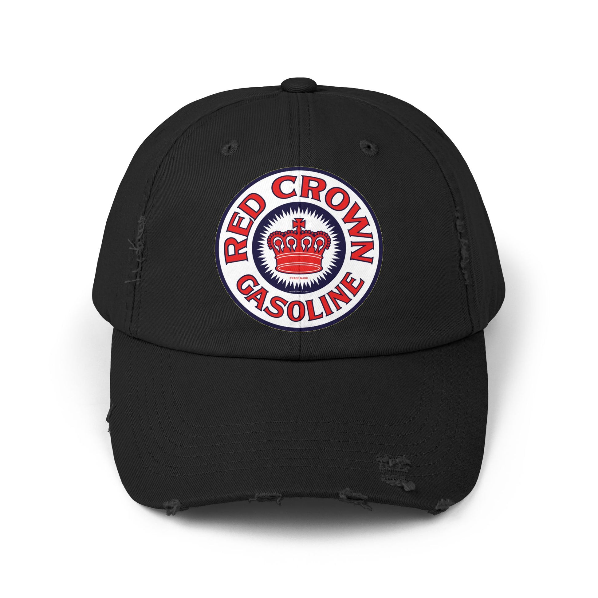 Red Crown Gasoline distressed cap black — vintage Standard Oil petroliana hat — The Faded Label Co.