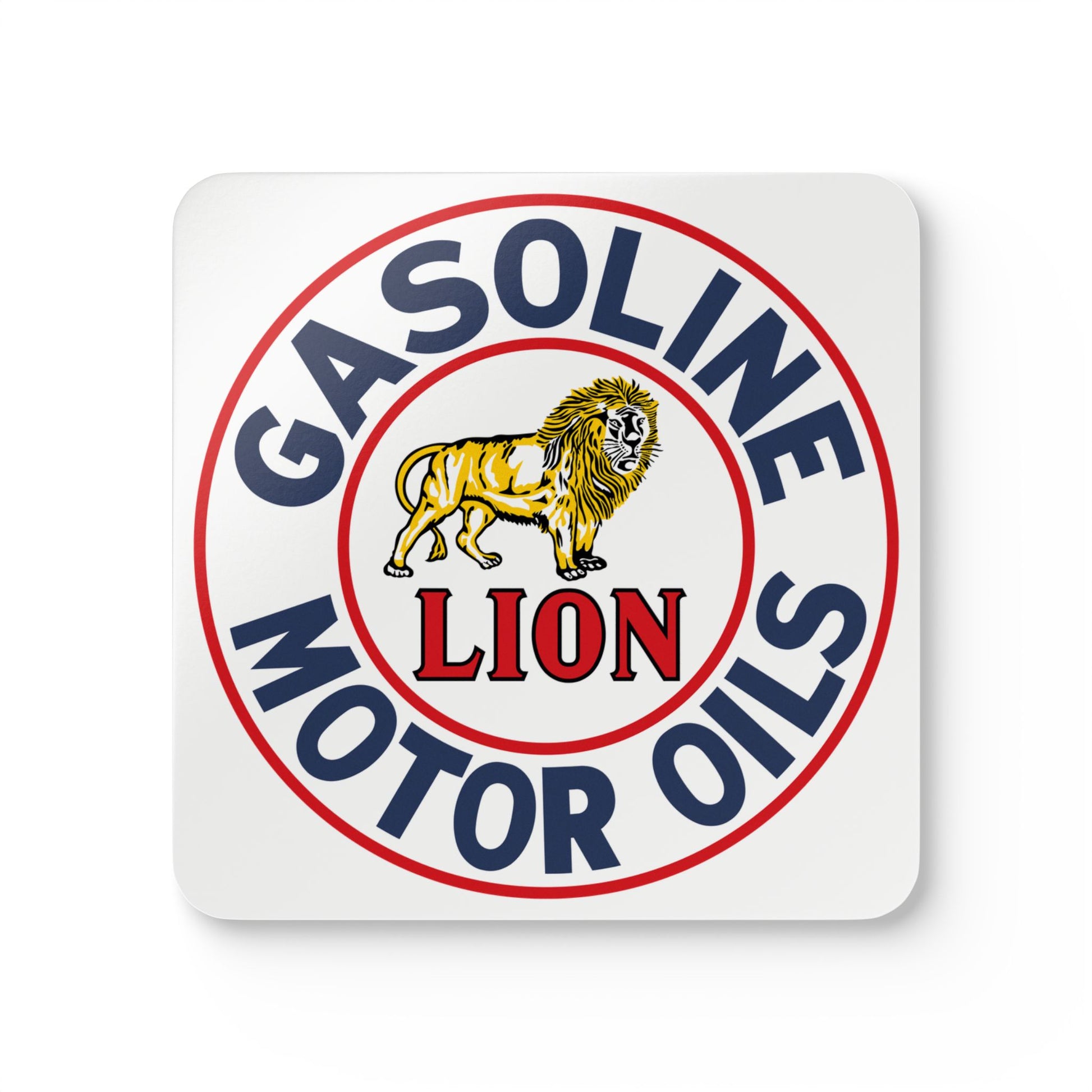 Lion Gasoline coaster set — vintage petroliana gift — The Faded Label Co.