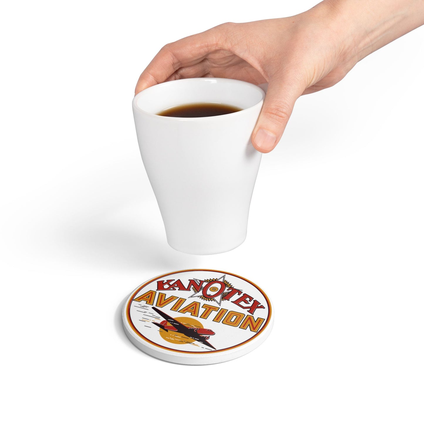 Kanotex Aviation Ceramic Coaster — Vintage Petroliana Gift | The Faded Label Co.