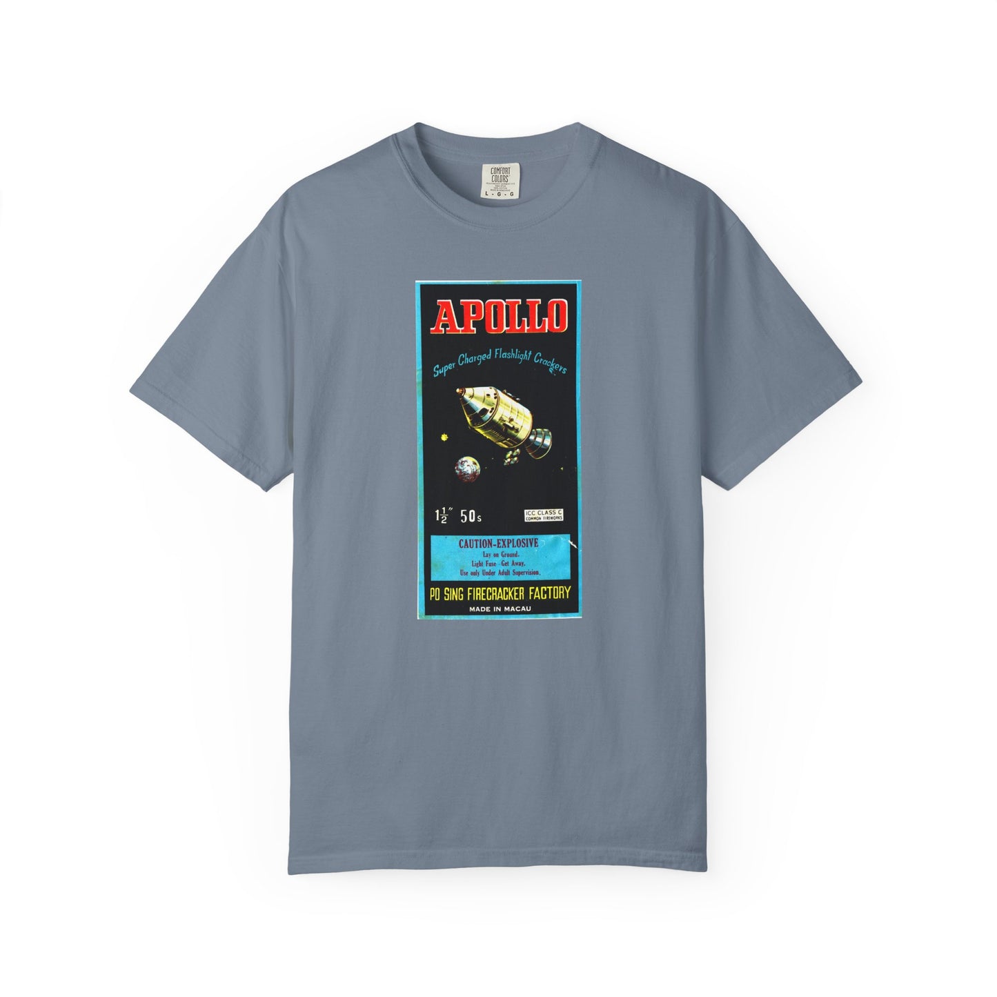 Apollo Firecrackers t-shirt on model lifestyle — vintage Independence Day apparel — The Faded Label Co.