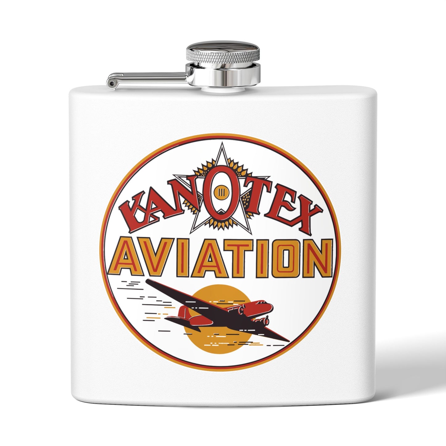 Kanotex Aviation flask — vintage petroliana gift — The Faded Label Co.