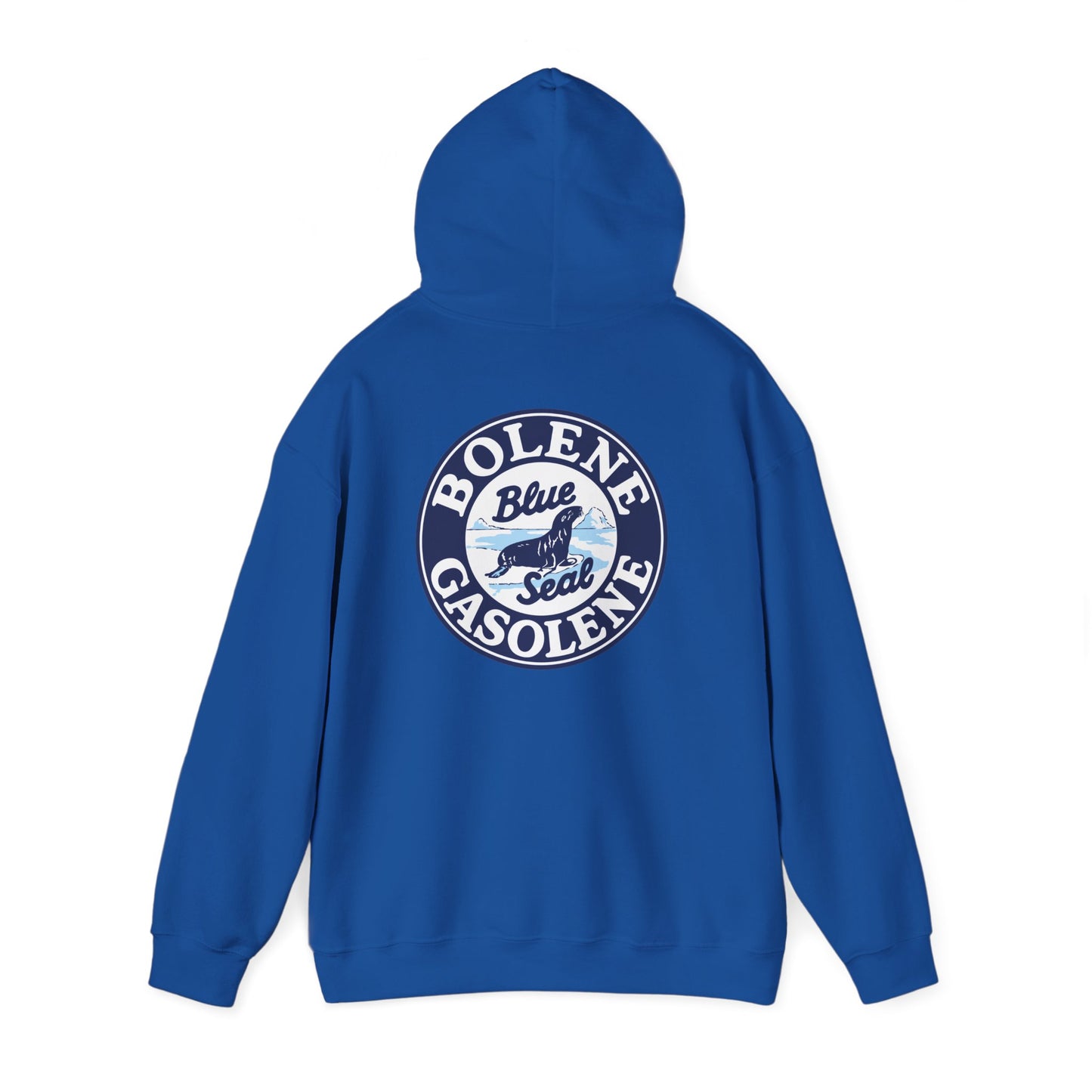 Bolene Blue Seal"Gasoline Hoodie - Vintage " Retro Logo Pullover