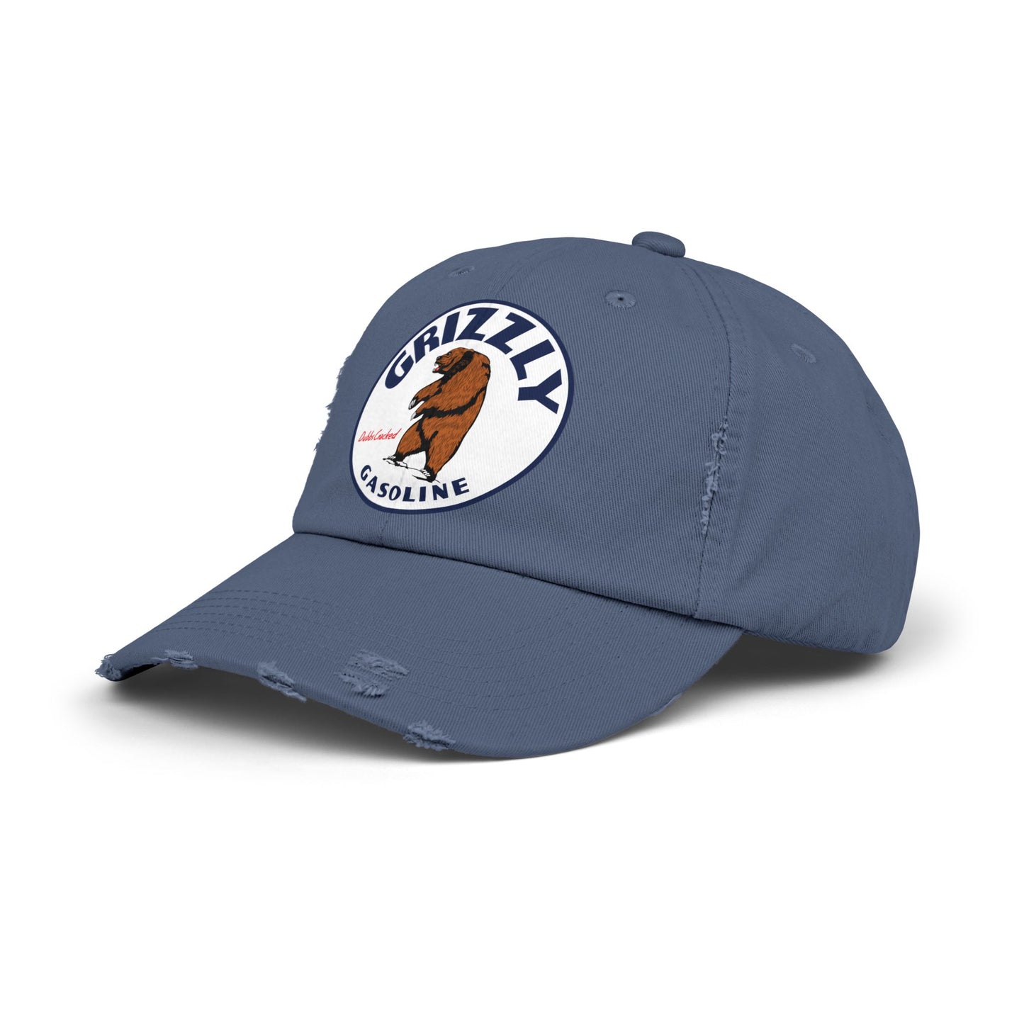 Grizzly Gasoline Distressed Cap — Vintage Montana Petroliana Hat | The Faded Label Co.