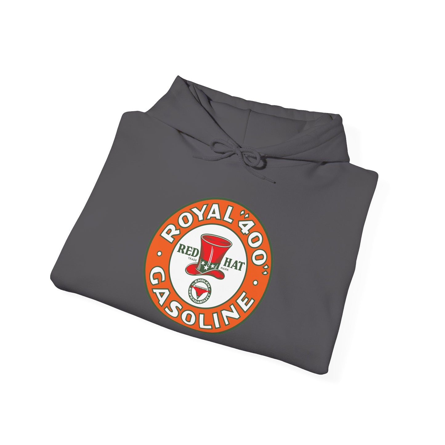 Royal 400 Red Hat Gasoline Hoodie — Vintage Petroliana | The Faded Label Co.