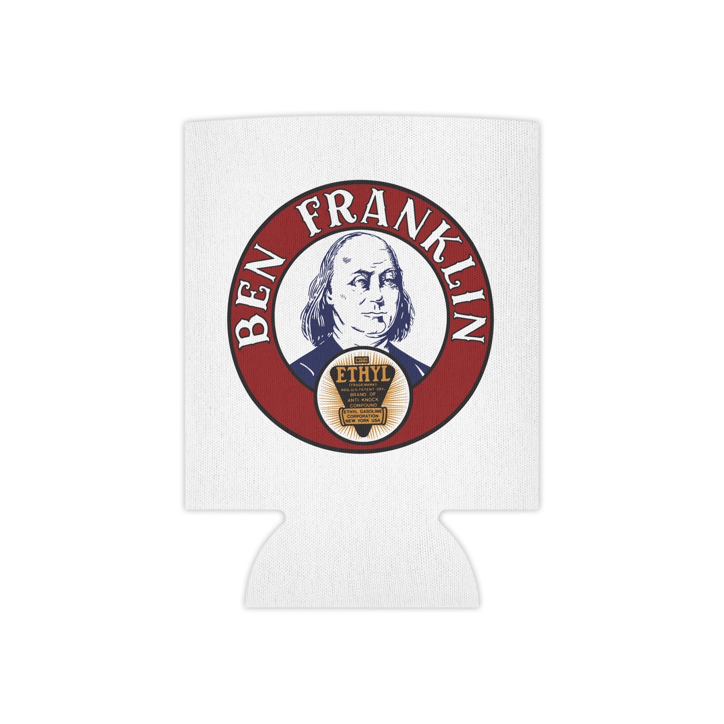 Ben Franklin Gasoline can cooler — vintage petroliana gift — The Faded Label Co.