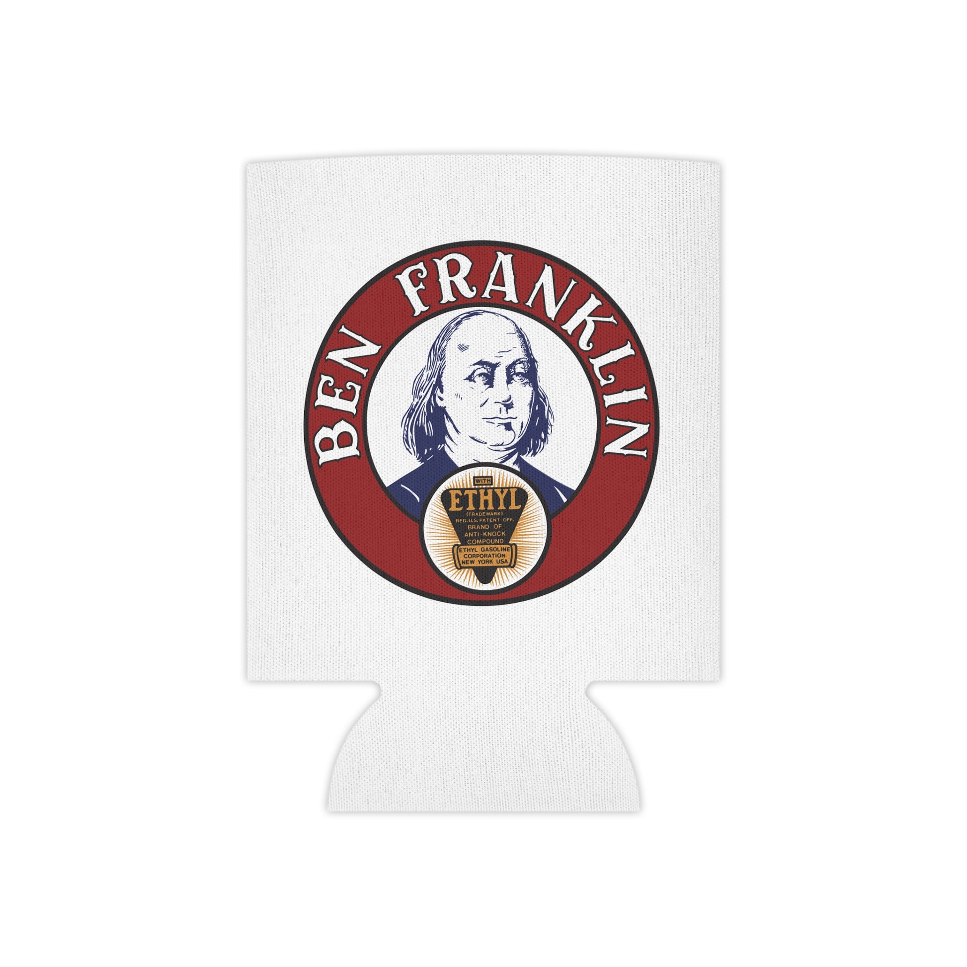 Ben Franklin Gasoline can cooler — vintage petroliana gift — The Faded Label Co.