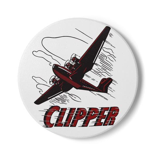 Clipper Petroleum ceramic coaster — vintage petroliana decor — The Faded Label Co.