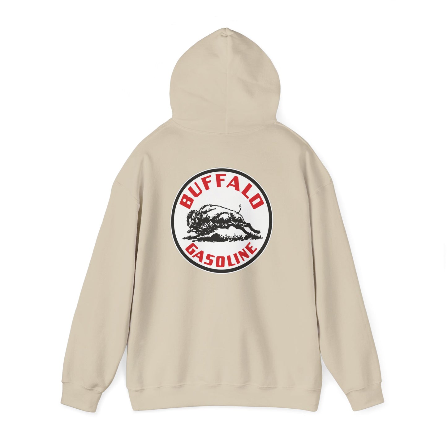 Buffalo Gasoline Retro Logo Hoodie — Vintage Bison Fuel Graphic Sweatshirt