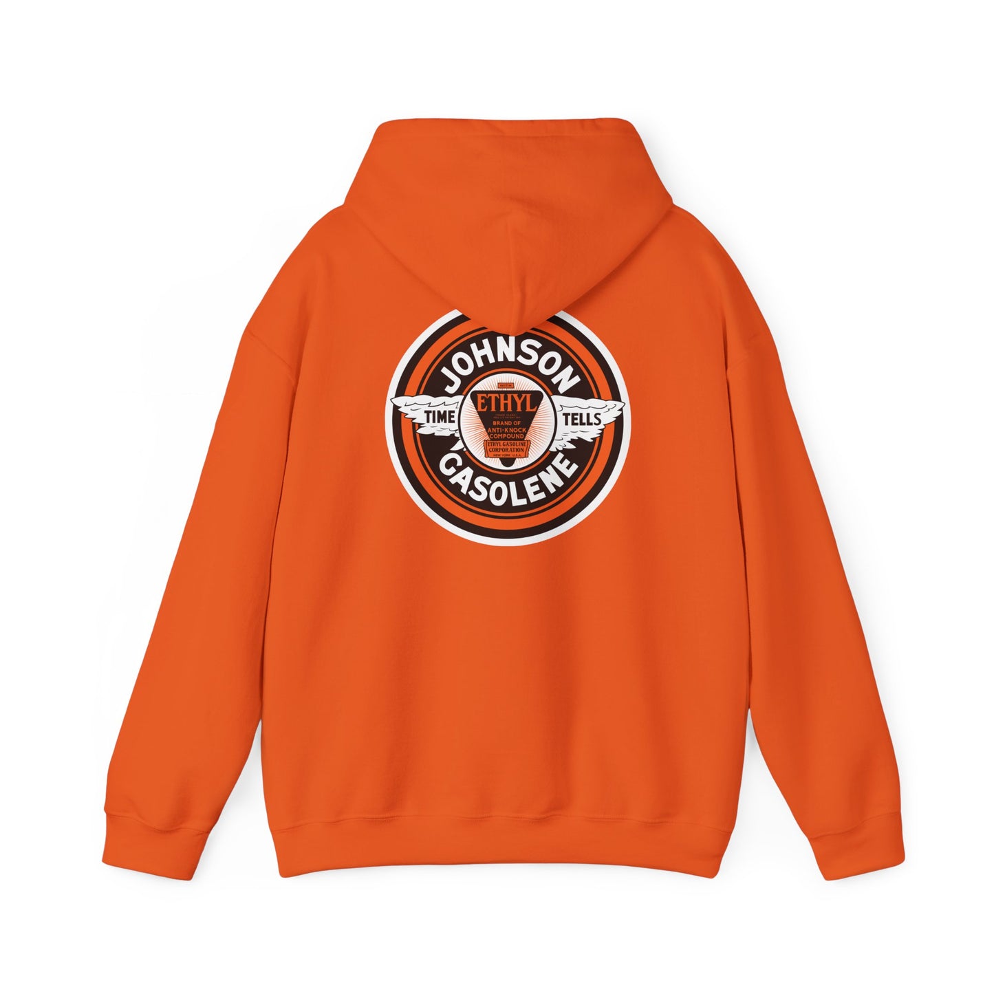 Vintage Johnson Gasolene Logo Hoodie — Retro Petrol Station Sweatshirt