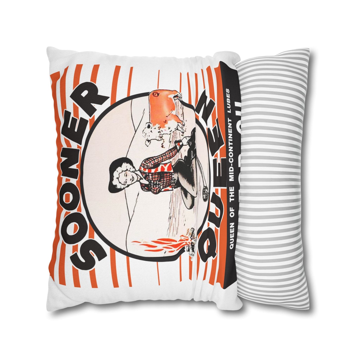 Sooner Queen Square Pillowcase — Retro Cowboy Cowgirl Vintage Western Accent Pillow