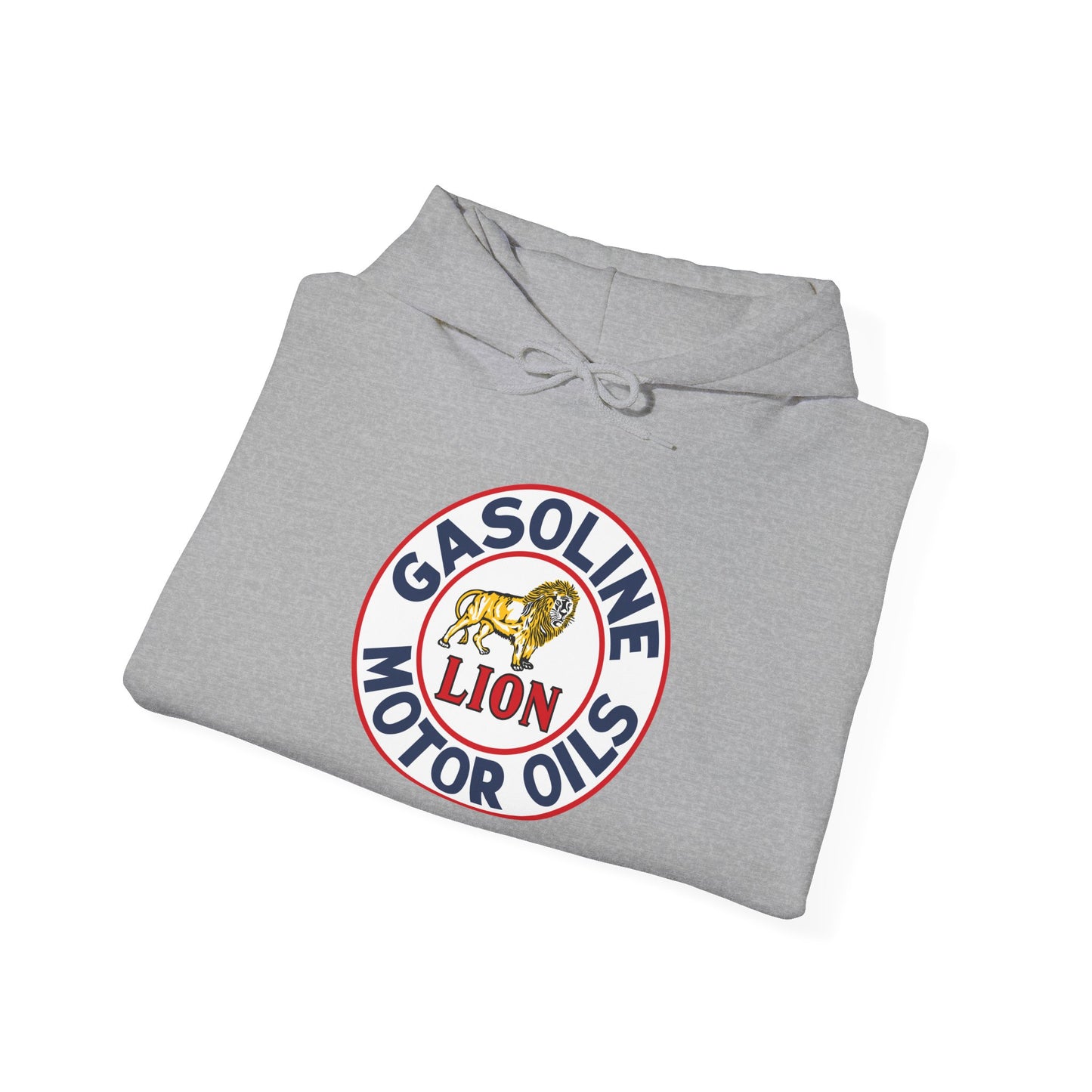 Gasoline Lion Motor Oils Hoodie — Vintage Racing Logo Pullover