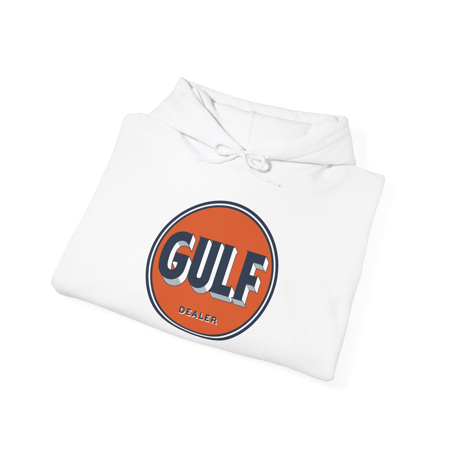 Gulf dealer Logo Hoodie — Vintage Orange Gas Station Crewneck