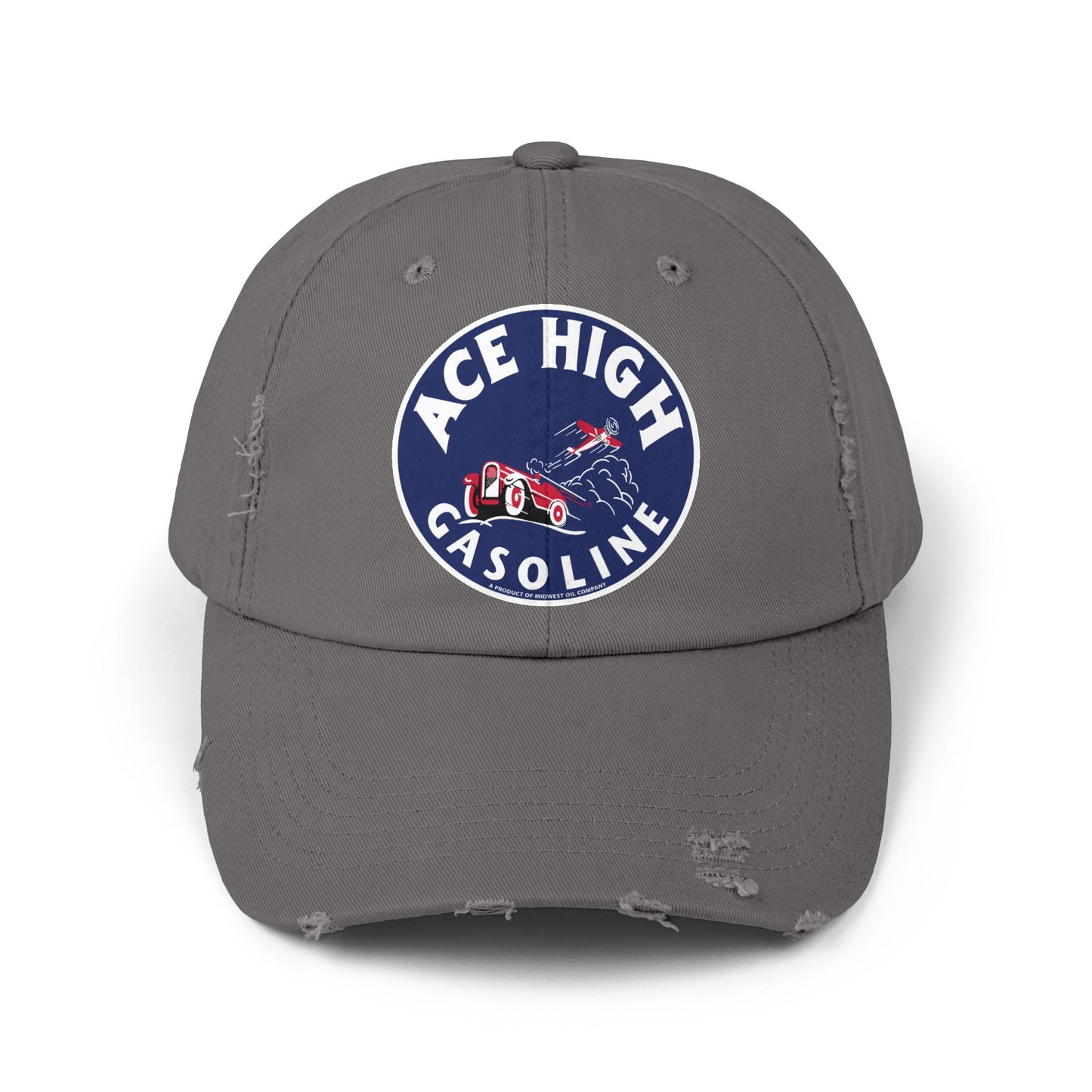Ace High Gasoline Distressed Cap — Vintage Petroliana Hat | The Faded Label Co.
