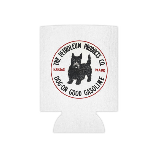 Dog-On Good Gasoline can cooler — vintage Scottie dog petroliana koozie — The Faded Label Co.