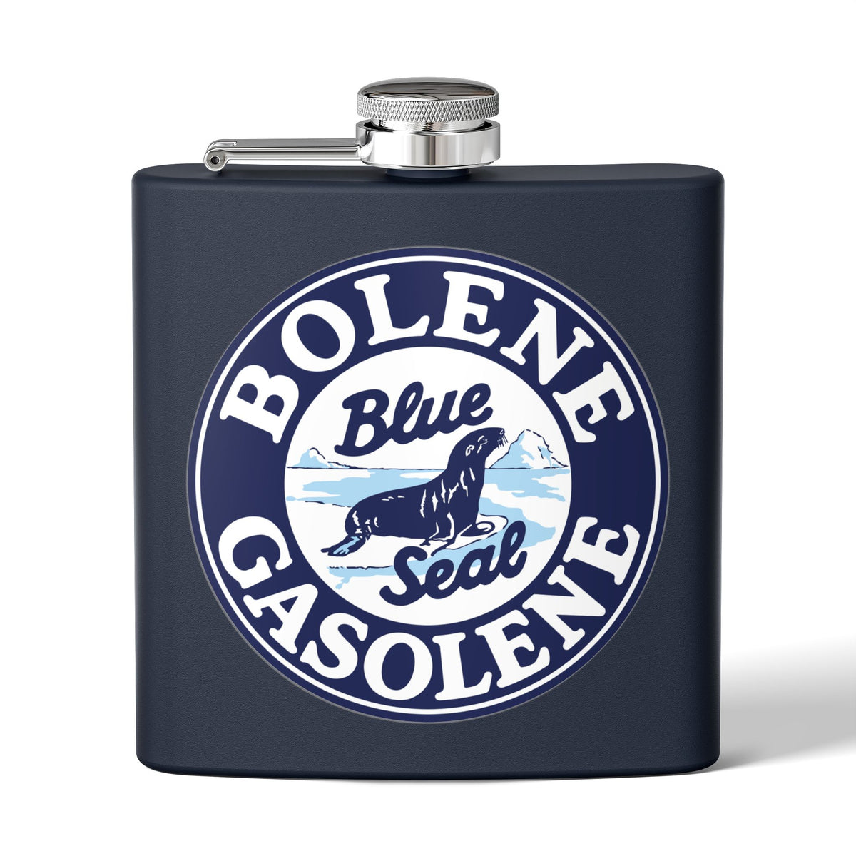 Bolene Blue Seal Gasolene Flask — Vintage Petroliana Gift | The Faded Label Co.