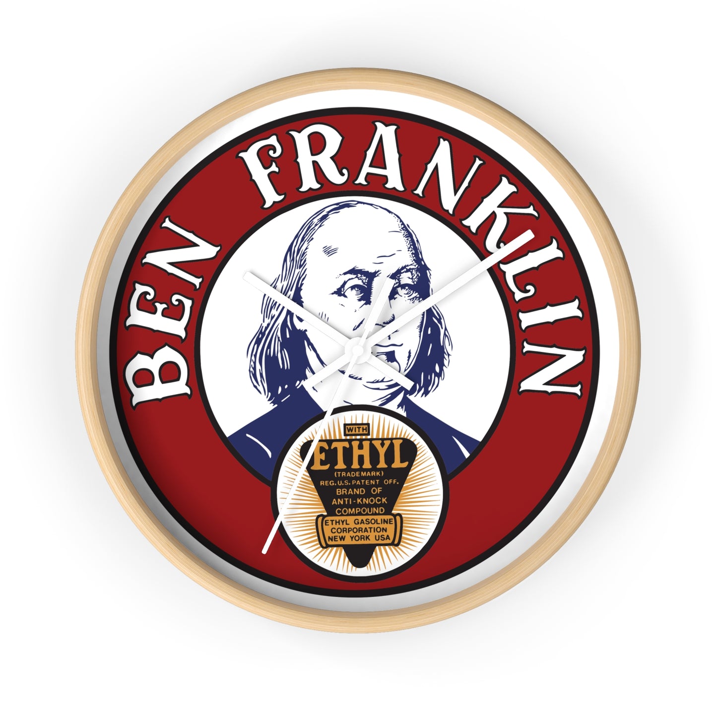 Ben Franklin Wall Clock – Vintage Patriotic Portrait Clock with Ethyl Seal