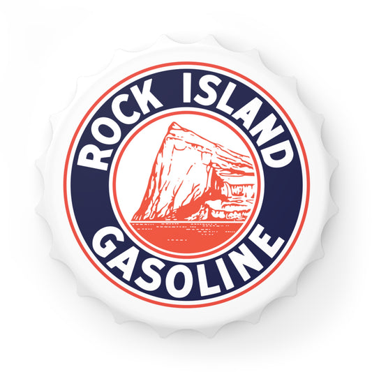 Rock Island Gasoline bottle opener — vintage petroliana gift — The Faded Label Co.