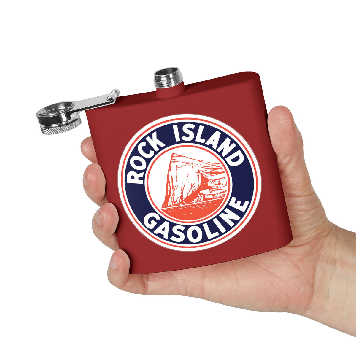 Rock Island Gasoline Flask — Vintage Petroliana Gift | The Faded Label Co.