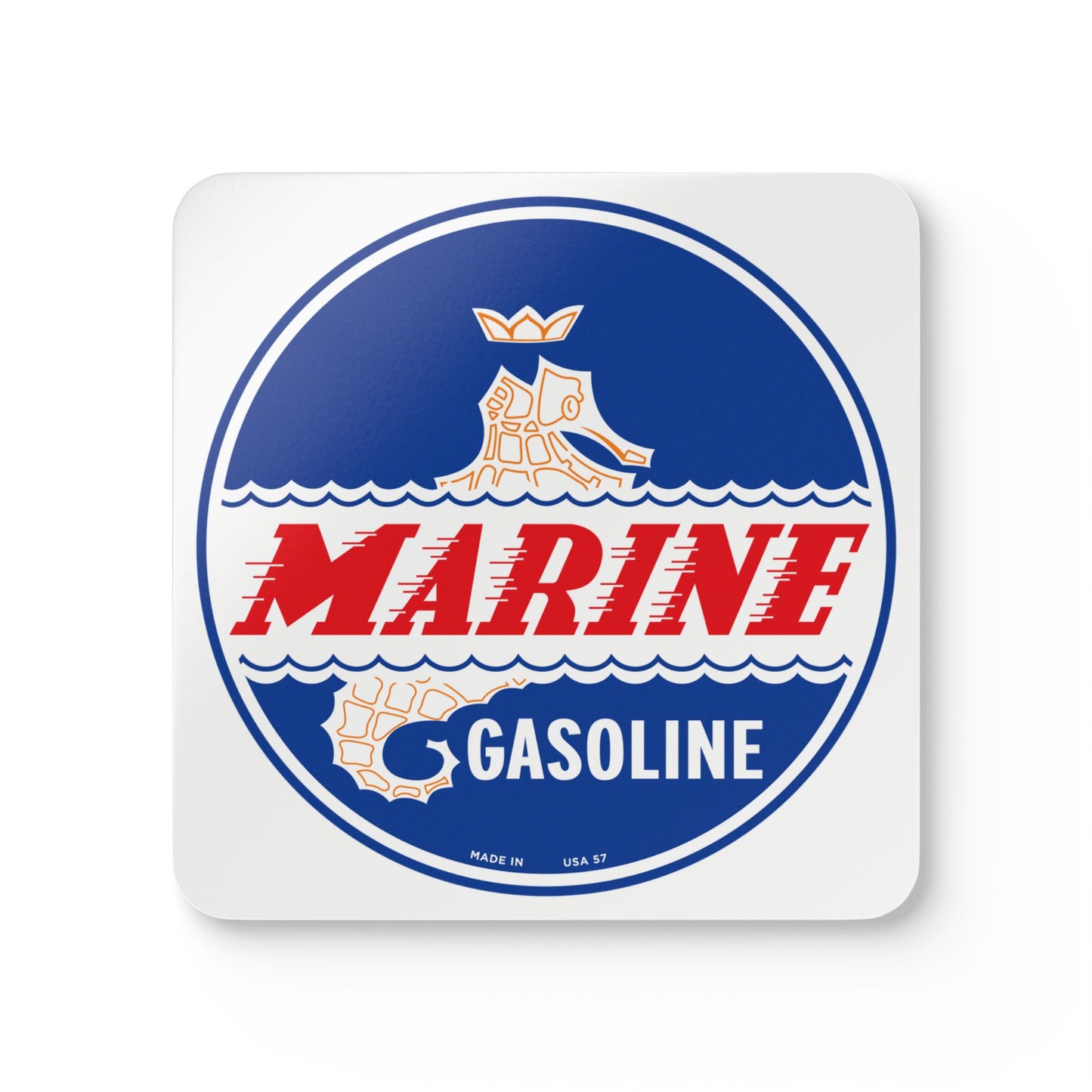 Marine Gasoline coaster set — vintage petroliana gift — The Faded Label Co.