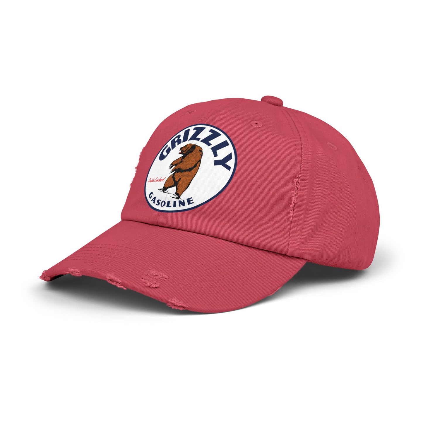 Grizzly Gasoline Distressed Cap — Vintage Montana Petroliana Hat | The Faded Label Co.